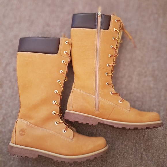 TIMBERLAND PREMIUM WHEAT BUCK LEATHER WOMEN'S 14in BOOTS SIZE 6.5 - Picture 10 of 12